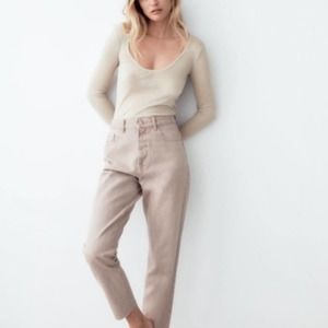 Zara Women's Straight Leg Jeans - Light Beige